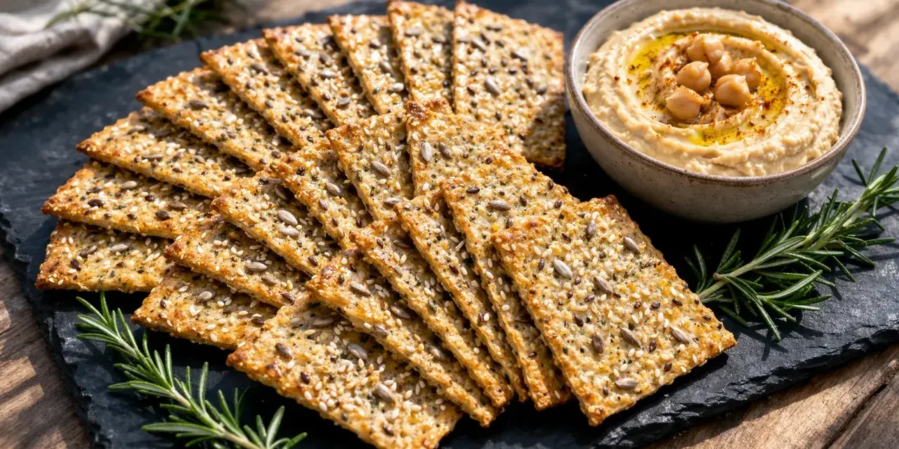 Craquez pour ces délicieux crackers maison aux graines, parfaits avec un houmous crémeux.