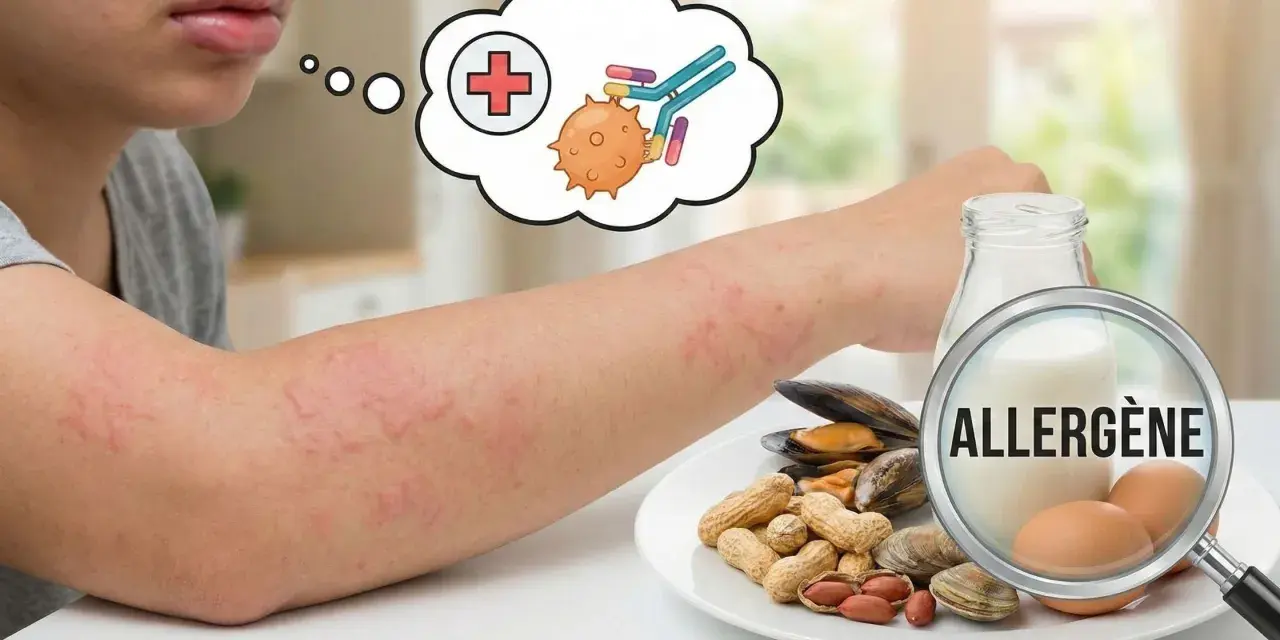 Éruption cutanée sur le bras, pensée d'une réaction allergique. L'allergie au safran peut se manifester ainsi.