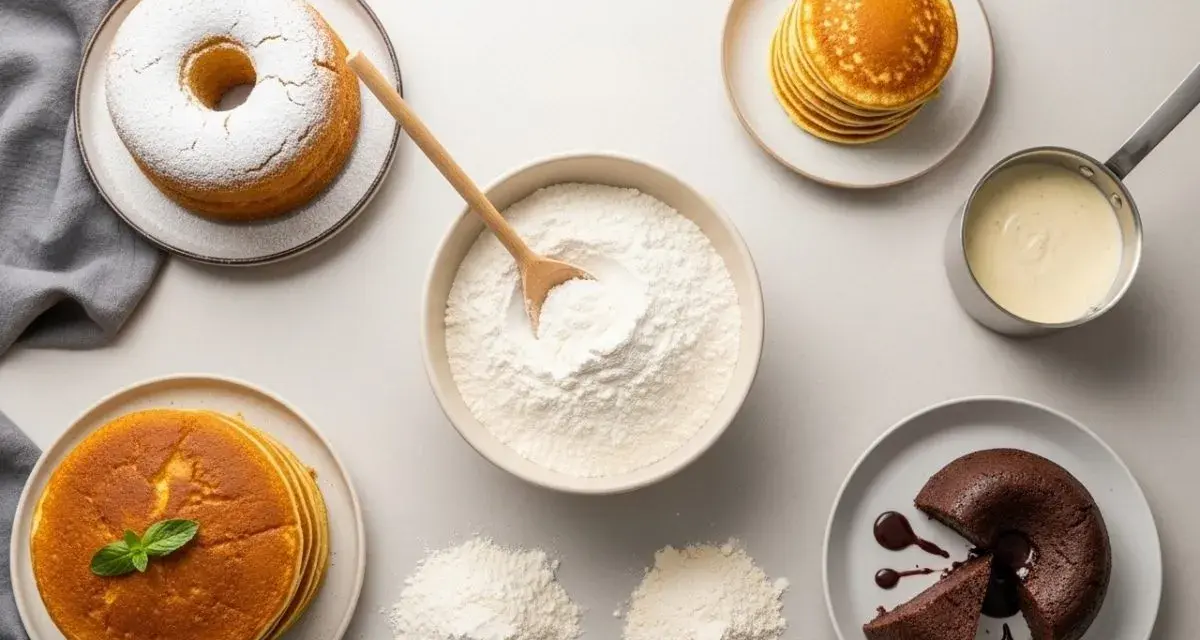 Découvrez par quoi remplacer la farine dans un gâteau : pancakes, gâteau au chocolat, et un gâteau savarin.