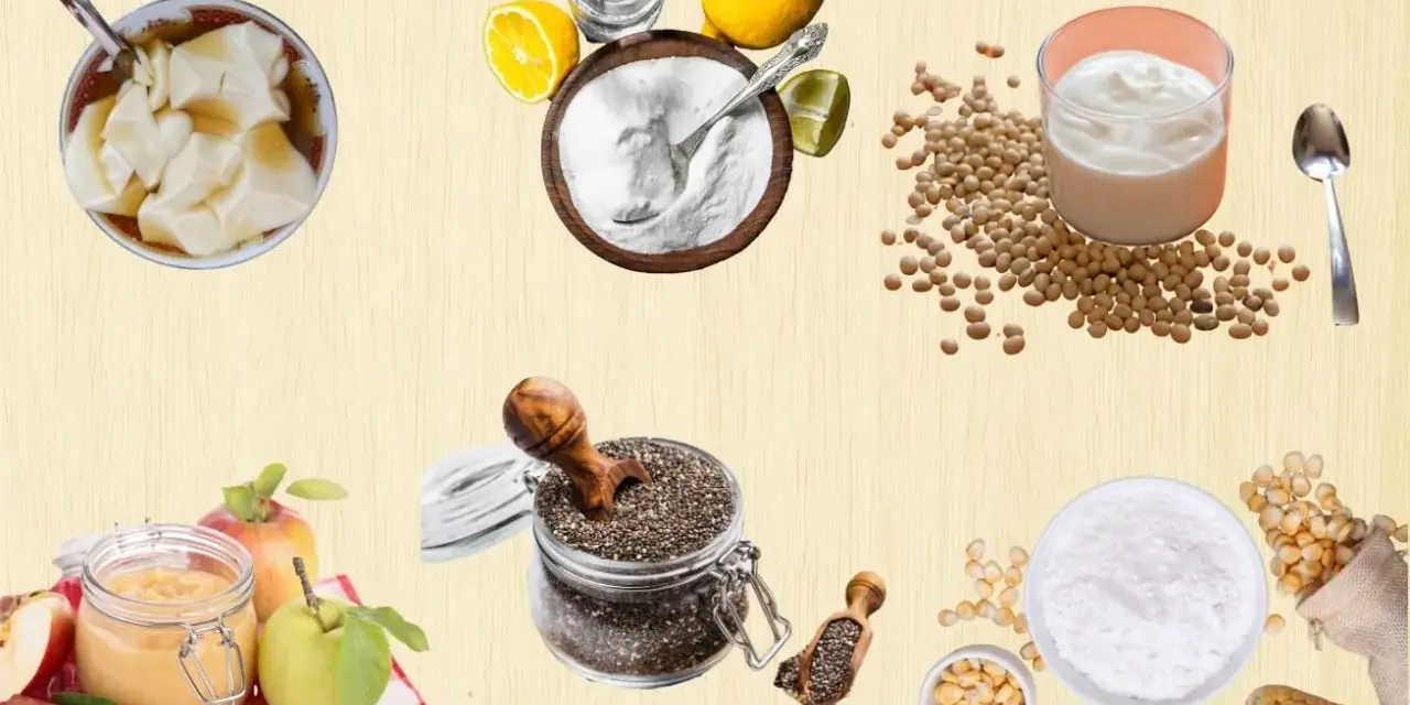 Découvrez par quoi remplacer les œufs : tofu soyeux, yaourt de soja, compote de pommes, graines de chia, fécule de maïs.