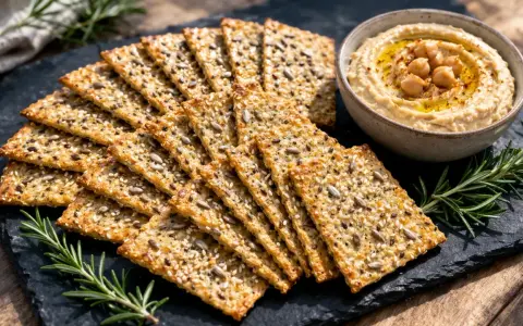 Craquez pour ces délicieux crackers maison aux graines, parfaits avec un houmous crémeux.