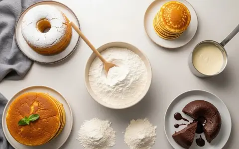 Découvrez par quoi remplacer la farine dans un gâteau : pancakes, gâteau au chocolat, et un gâteau savarin.