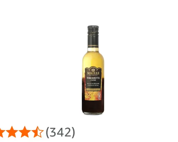 Bouteille de vinaigrette légère Maille à l'huile de sésame et sauce soja, parfaite pour une touche asiatique.
