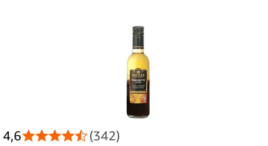 Bouteille de vinaigrette légère Maille à l'huile de sésame et sauce soja, parfaite pour une touche asiatique.