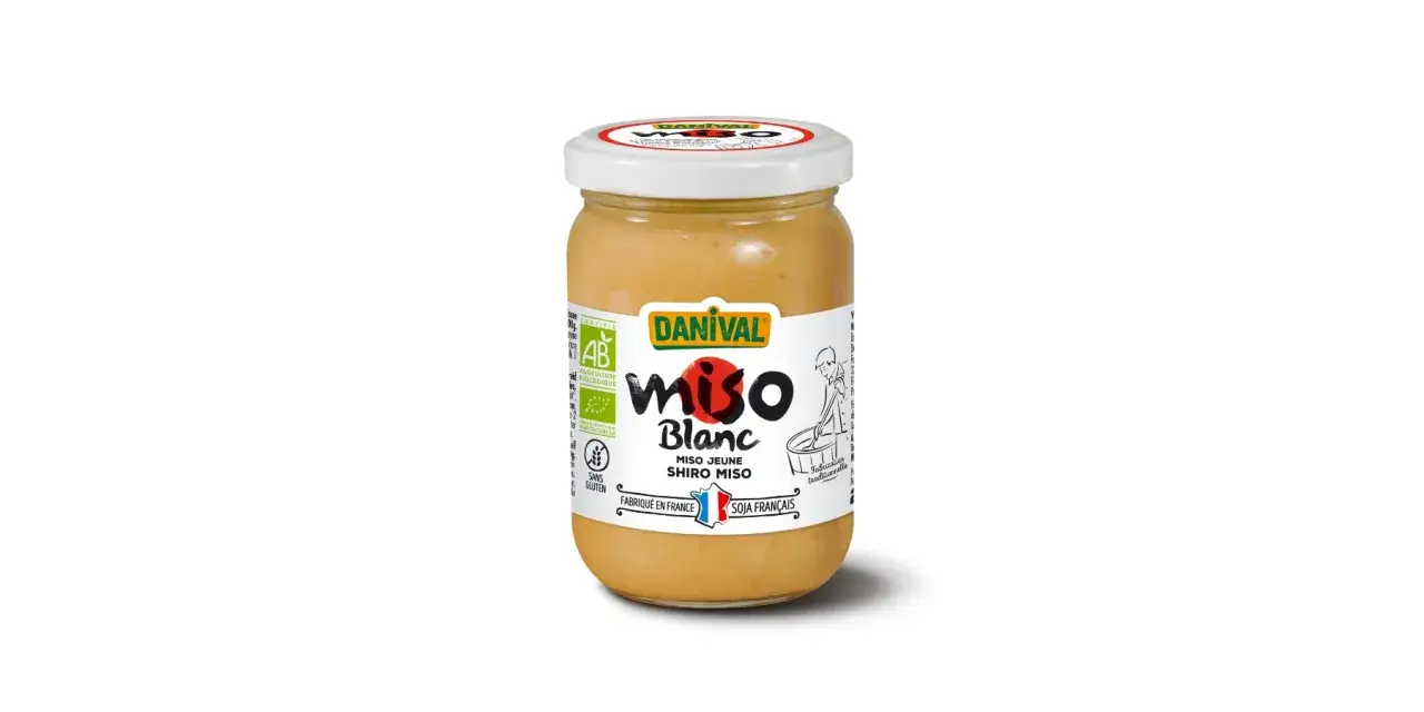 Bocal de sauce miso blanc Danival, certifi&eacute; AB, sans gluten, fabriqu&eacute; en France.