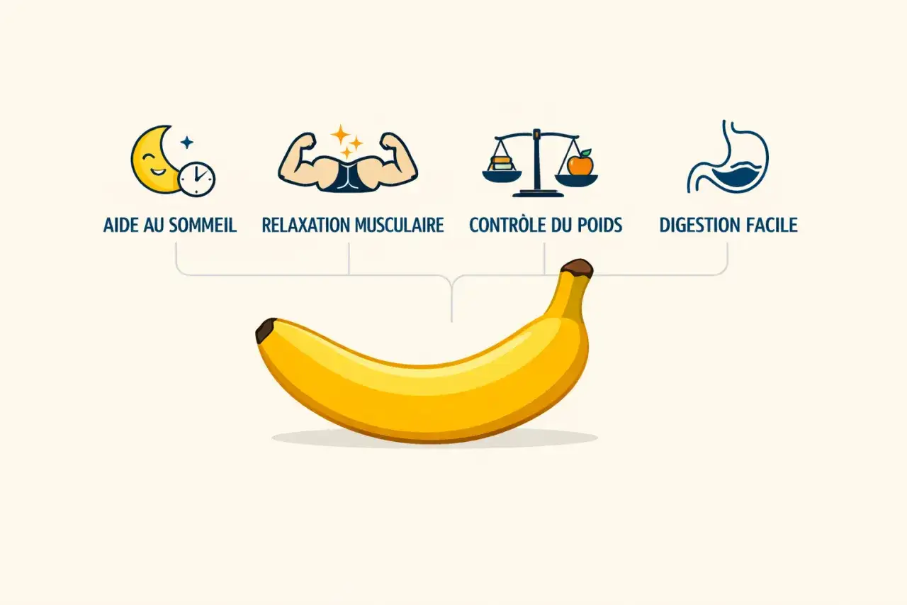 Une banane le soir : aide au sommeil, relaxation musculaire, contr&ocirc;le du poids et digestion facile.